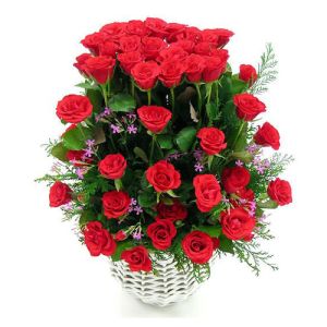 four dozen red roses basket to vietnam