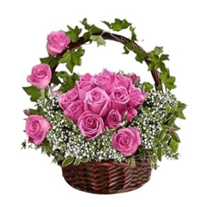 send pink rose basket to vietnam