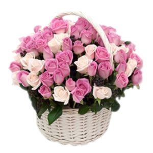send pink cloud roses basket to vietnam