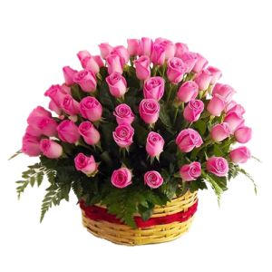 three dozen pink roses with fuphorbia marginata to vietnam