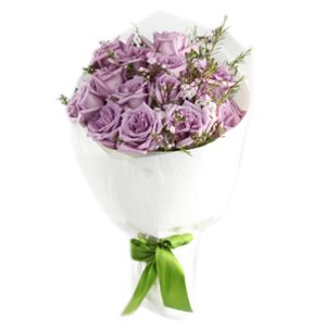 two dozen purple roses with flowers fillers to vietnam