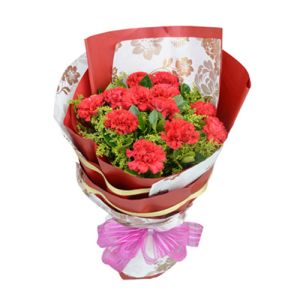 12 red carnations bouquet to vietnam