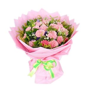 19 carnations with green leaves to vietnam