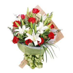 9 red roses with 3 white lilies send to vietnam