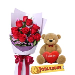 send 12 roses bouquet bear and toblerone to vietnam