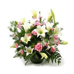 three dozen pink carnations with 5 perfume lilies to vietnam
