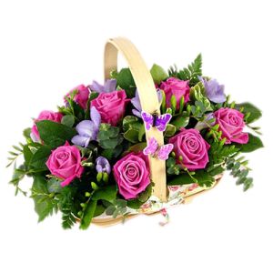 one dozen pink roses with green leaves to vietnam