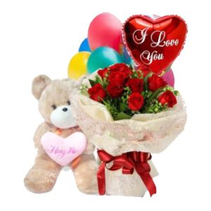 send 12 red roses bear balloon to vietnam