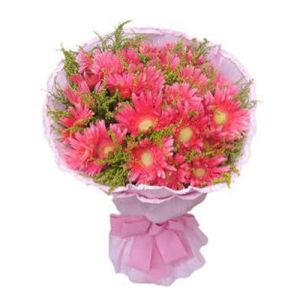 one dozen pink gerbera's in bouquet to vietnam