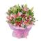 9 pink lilies with green leaves send to vietnam