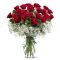 24 red roses in glass vase to vietnam