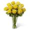 one dozen yellow roses in glass vase to vietnam